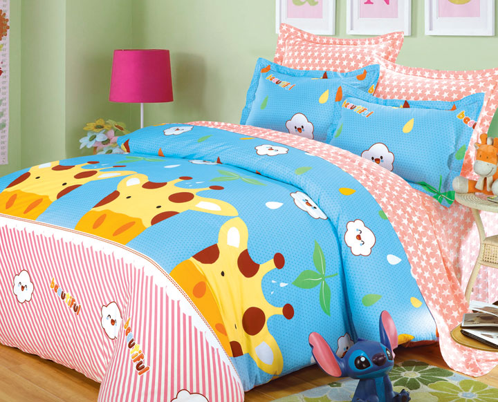 ST7306小鹿童園(全棉印花床罩四件套)