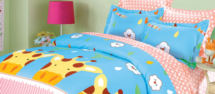 ST7306小鹿童園(全棉印花床罩四件套)